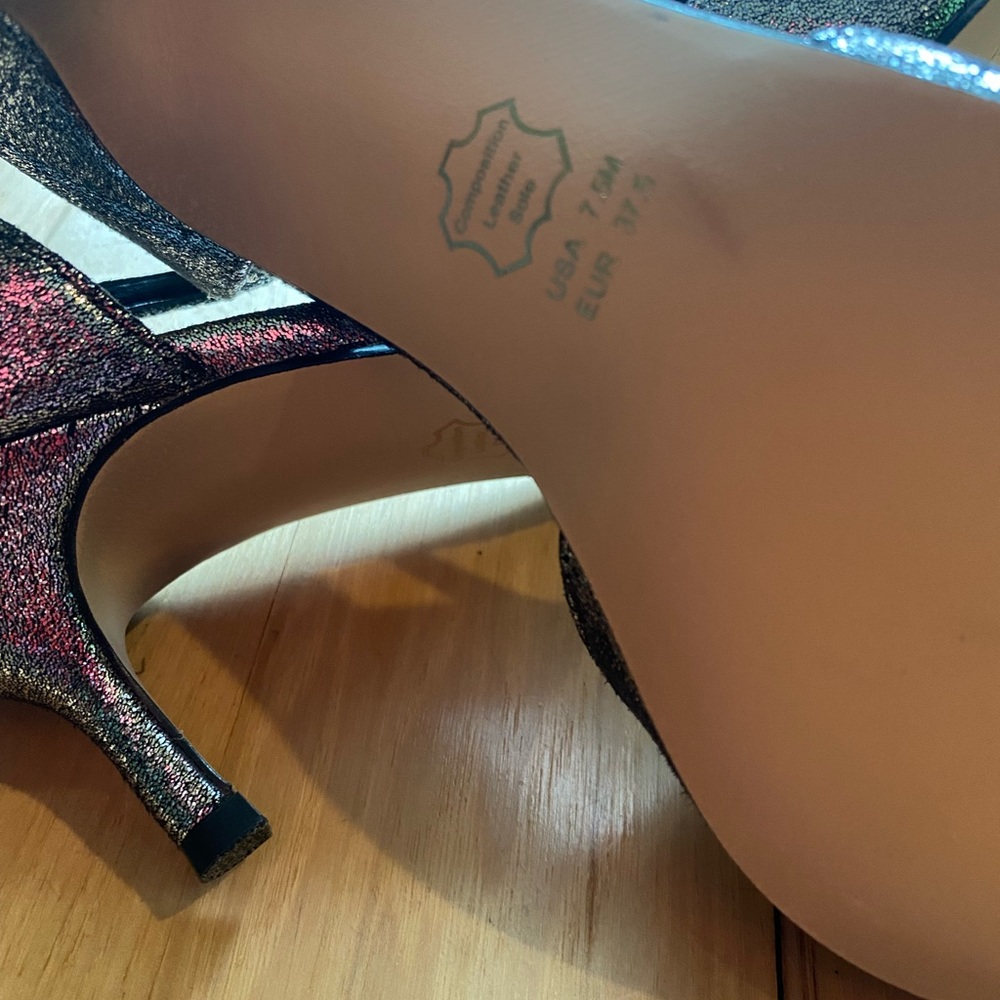 Nina, size 7.5, worn once, glitter gunmetal gray, leather sole - Picture 9 of 10